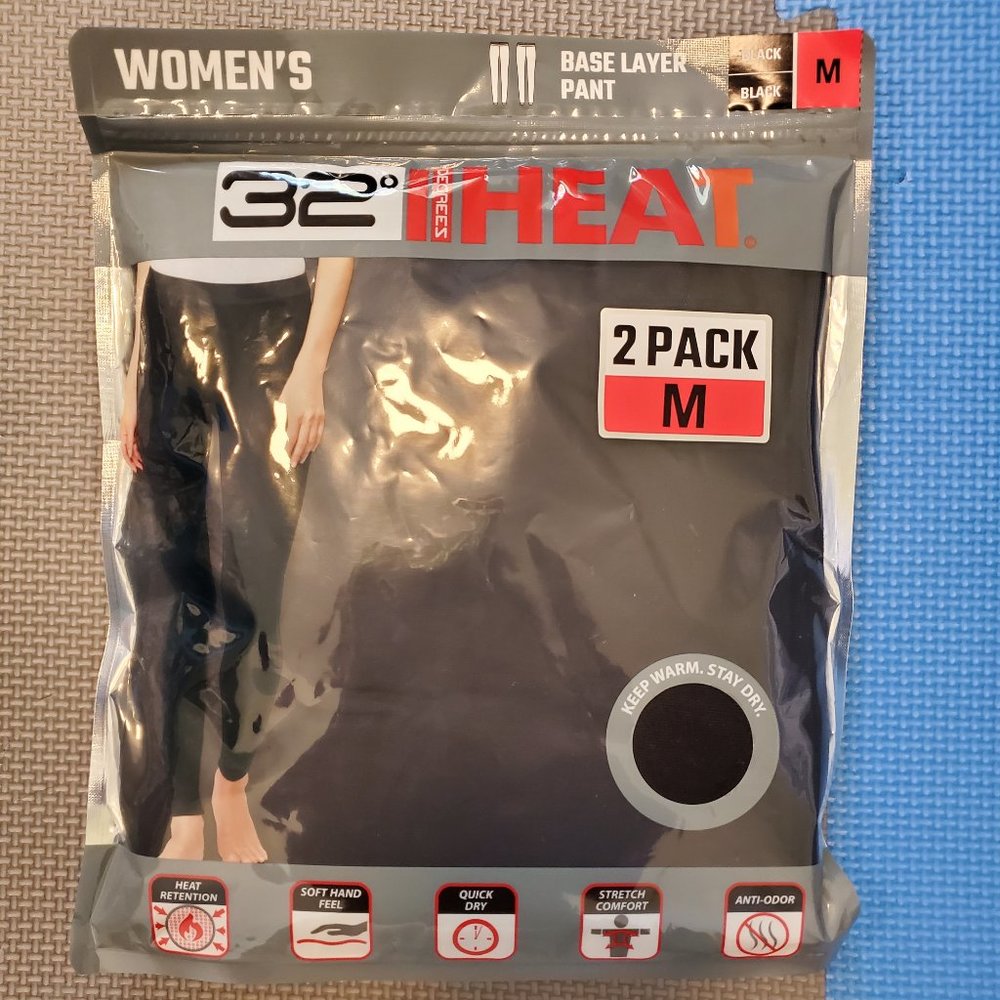 32 Degees‎ Heat Women's 2 pack base layer Pant. Size Medium. black